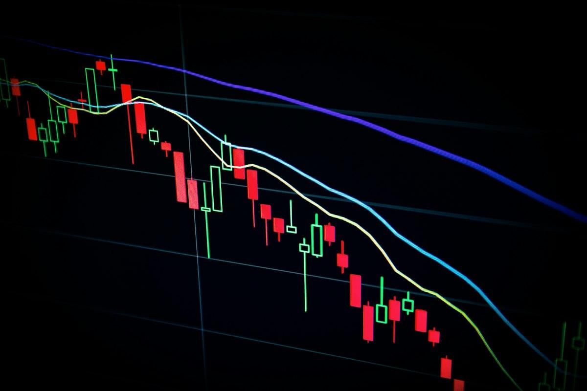 A price chart on a dark screen